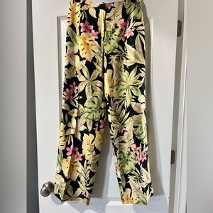 Talbots 100% Pure Silk Lined‎ Floral Pants Size 6